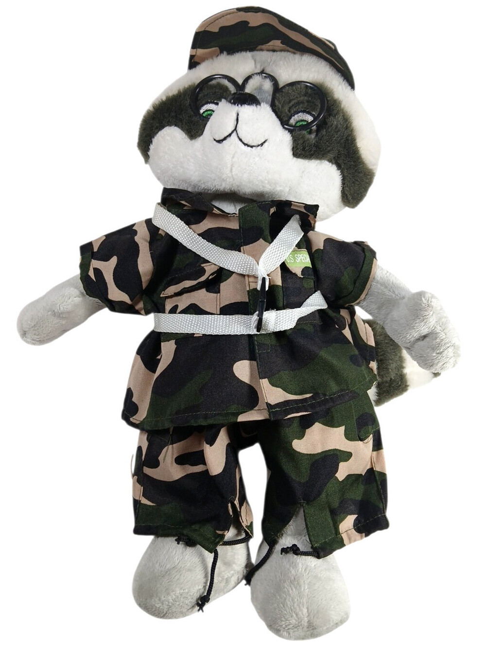 Special Forces Camo Suit Cap Parachute Raccoon Stuffed Animal paratrooper FIESTA